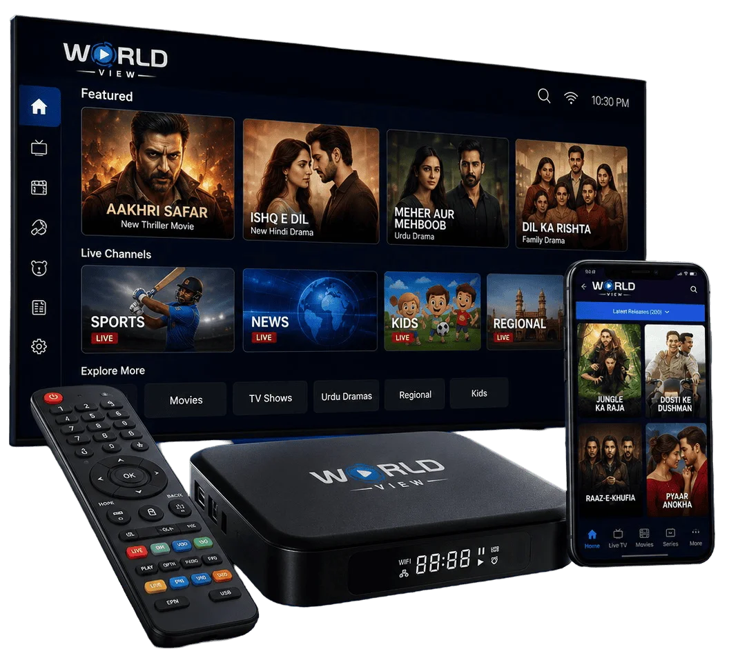 South Asian IPTV Entertainment with World View HD World View HD IPTV box with TV and mobile app for South Asian entertainment in Australia